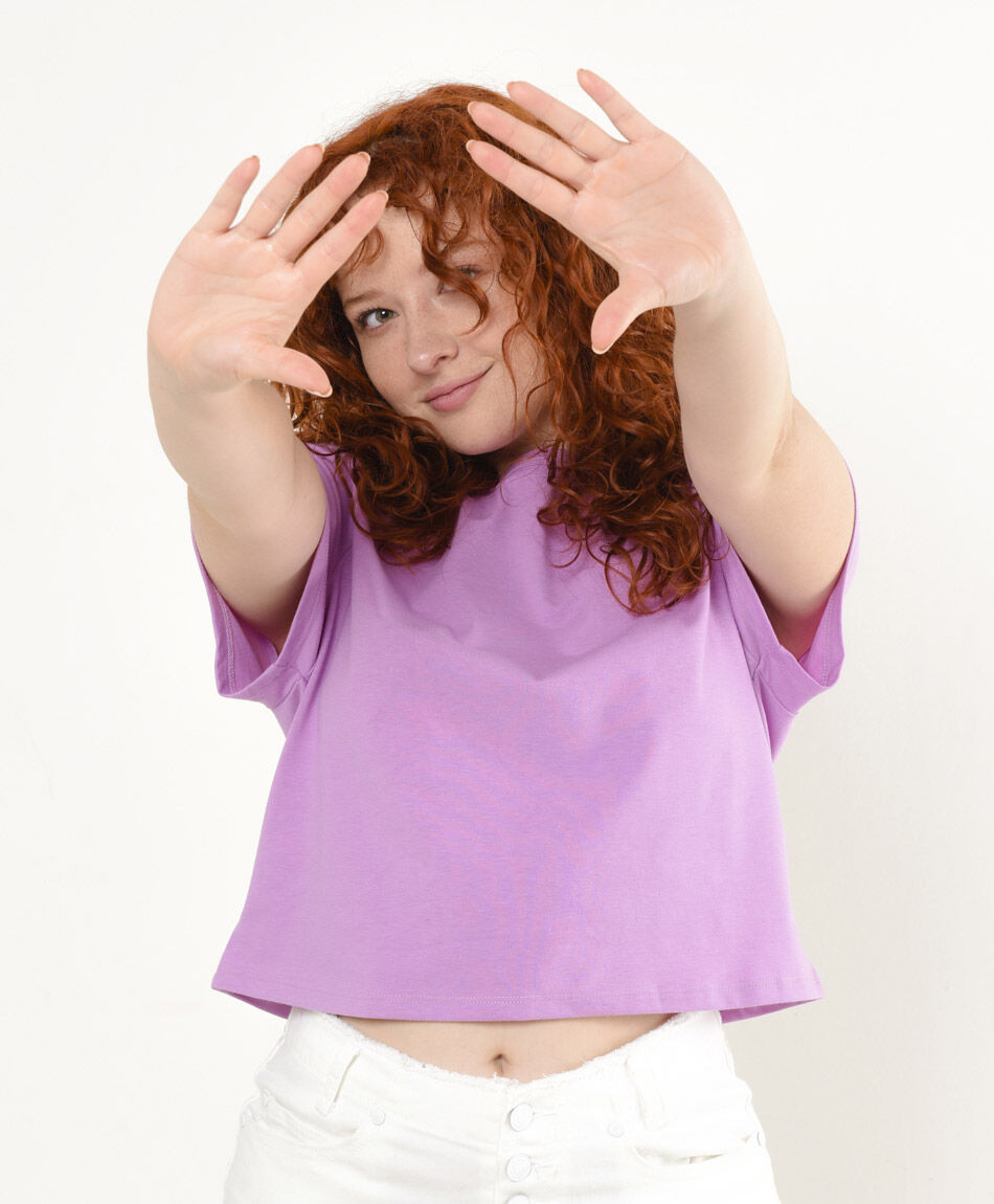 Polera mujer lisa corta lila