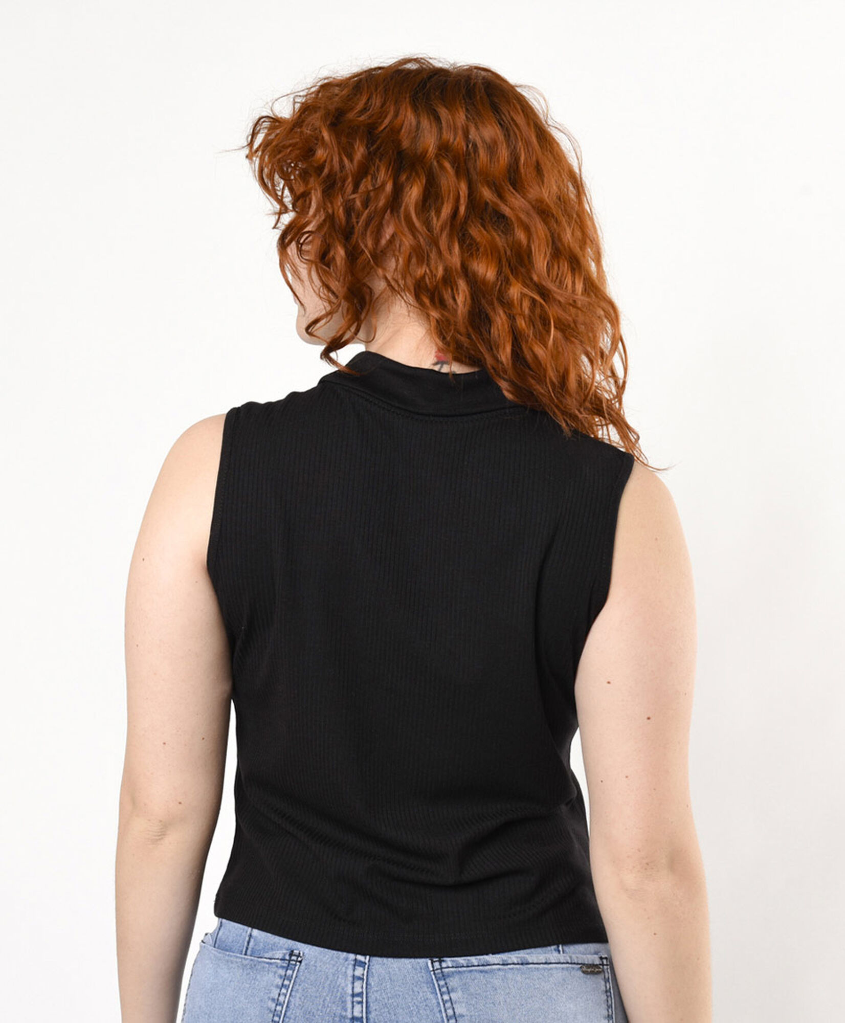 Polera mujer canalé cuello piqué Polera mujer canalé cuello piqué