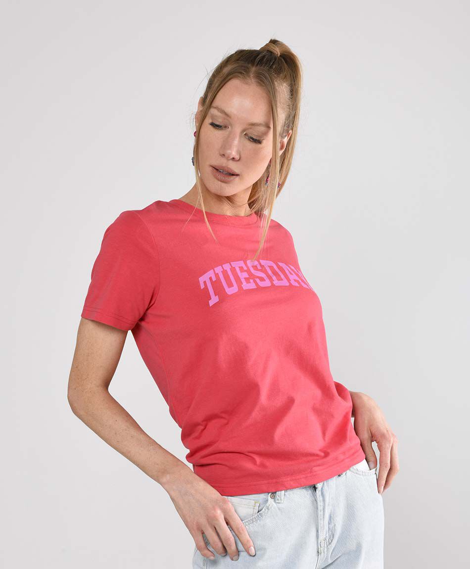 Polera mujer estampada manga corta