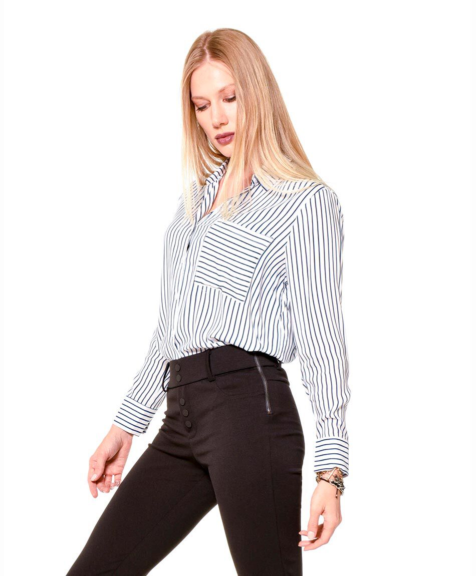 Pantalon tiro alto botones