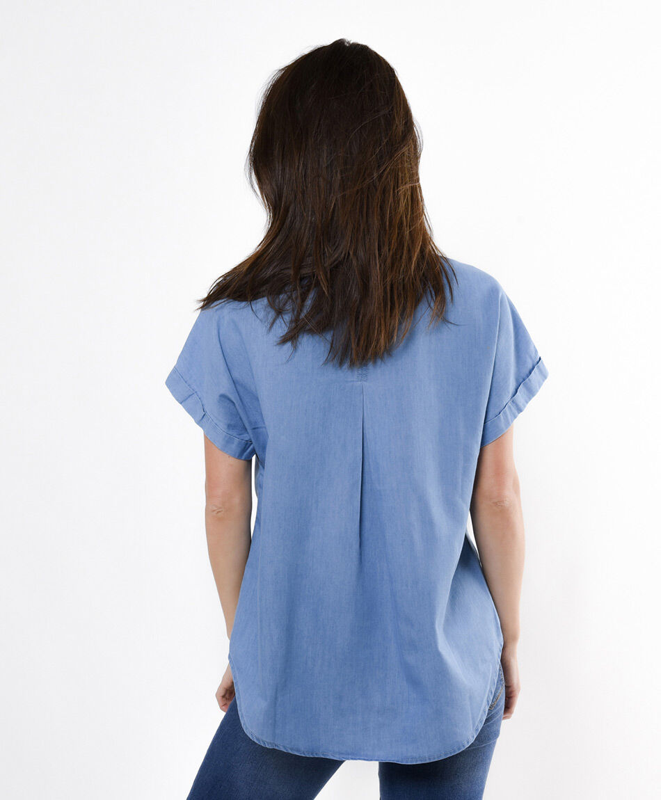 Blusa mujer denim manga corta