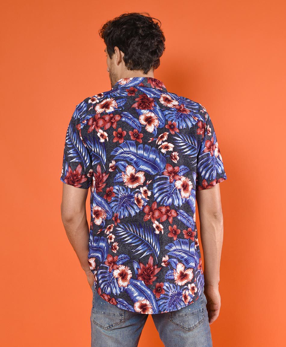 Camisa flores manga corta