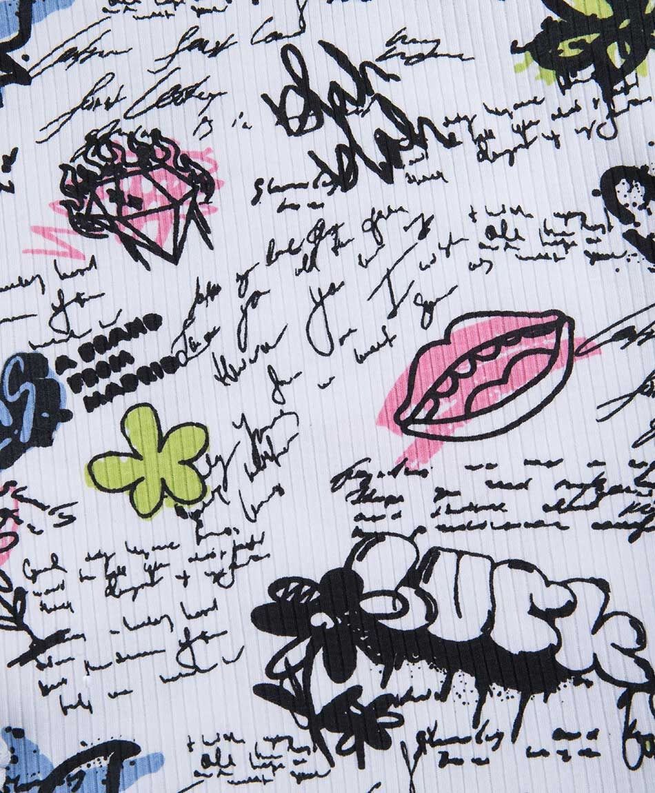 Polera ni&ntilde;a manga larga graffiti