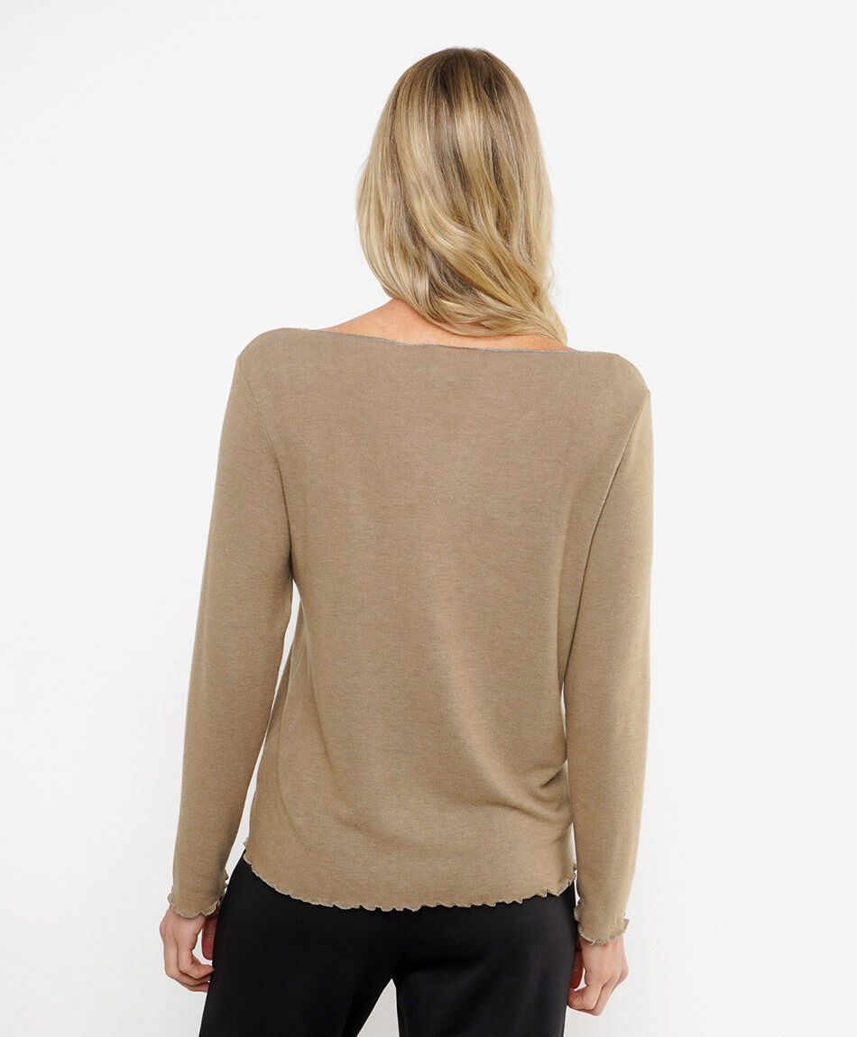 Polera mujer cuello bote lanosa