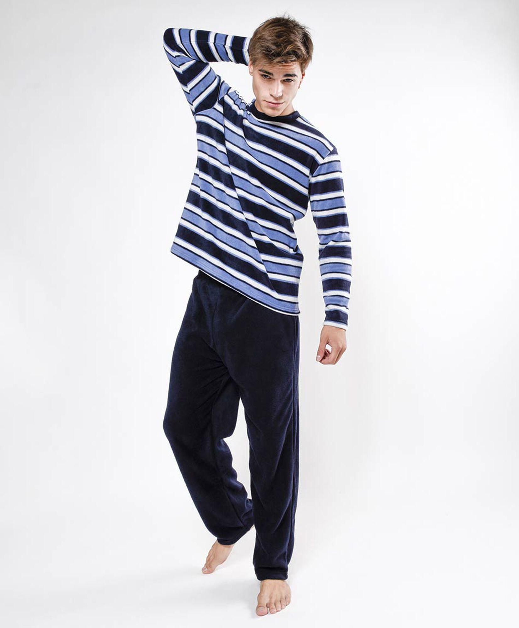 Pijama hombre polar franjas 2 piezas Pijama hombre polar franjas 2 piezas