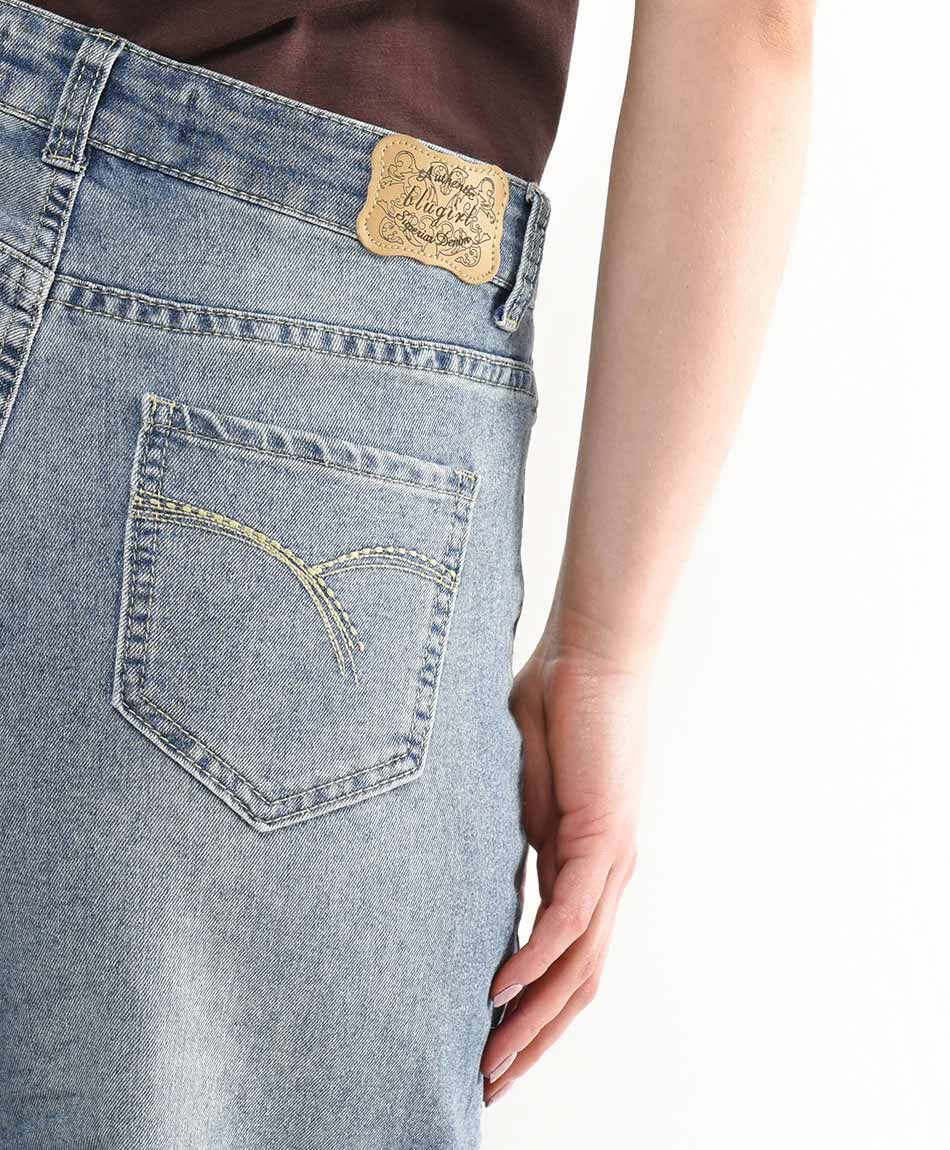 Jeans mujer bordado lateral wide