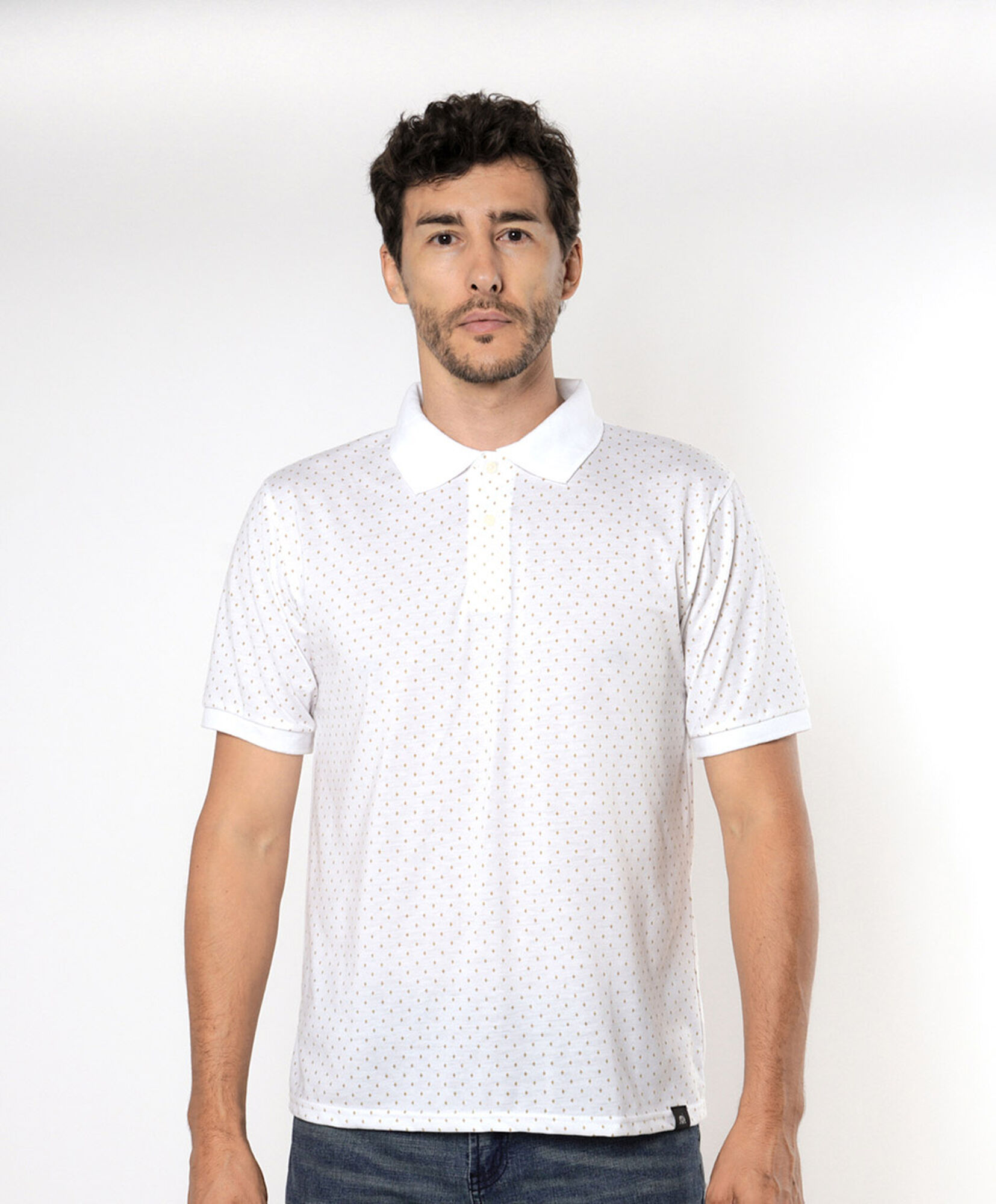 Polera hombre puntitos cuello piqué Polera hombre puntitos cuello piqué