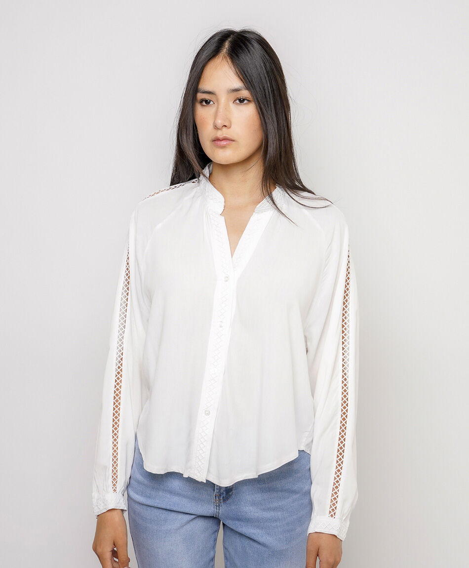 Blusa mujer manga larga encaje