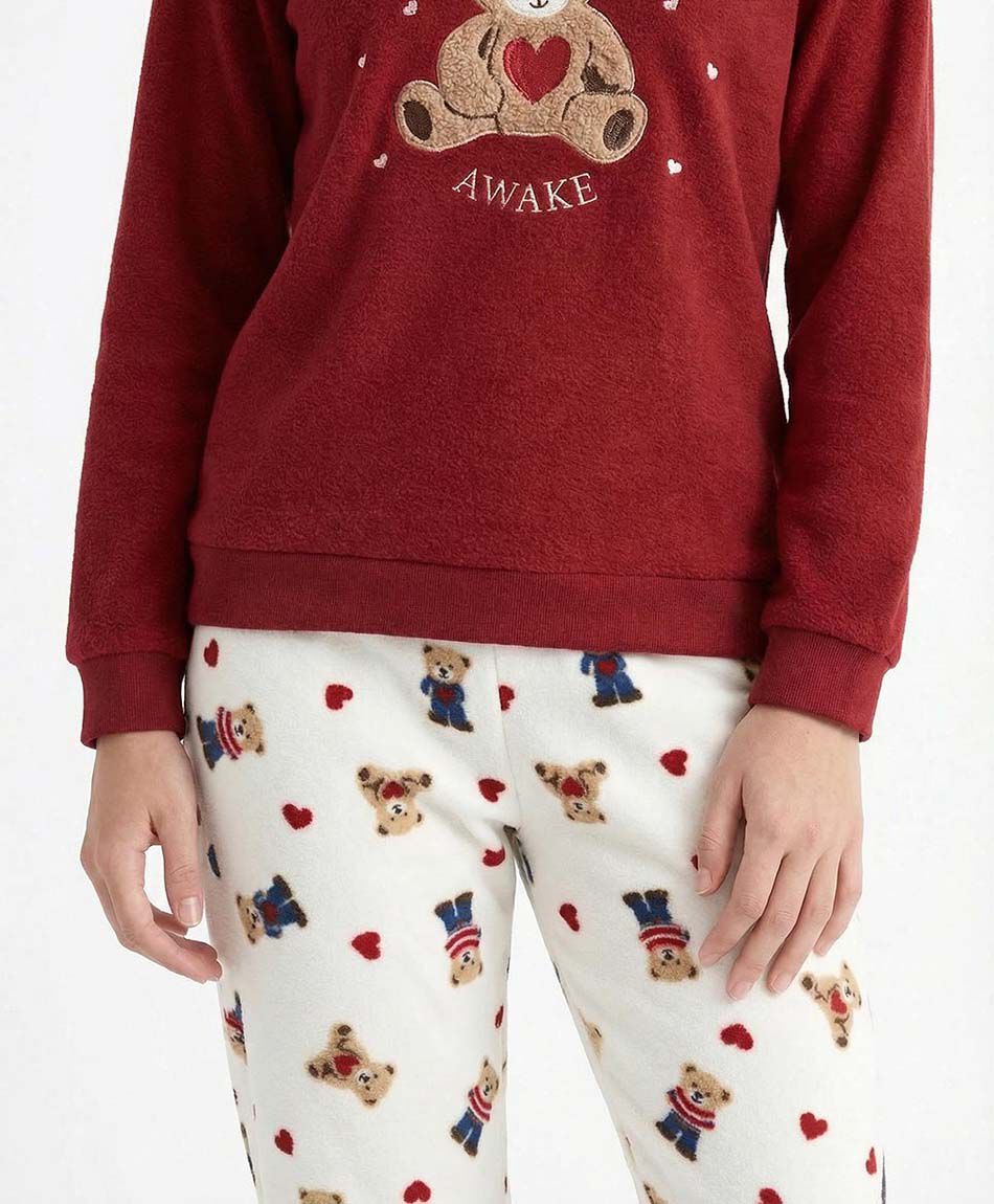 Pijama mujer polar ositos y corazones