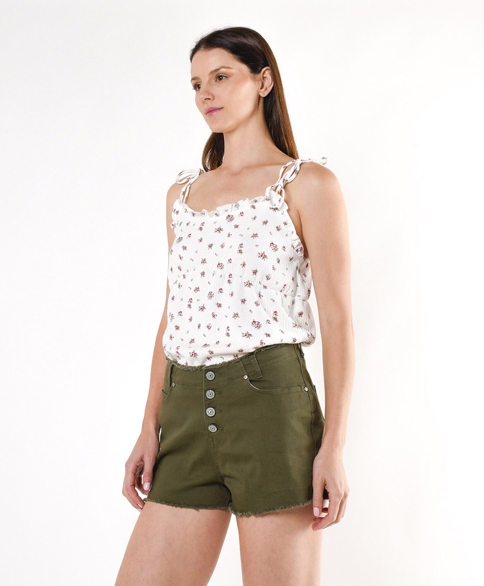 Short mujer botones verde Short mujer botones verde