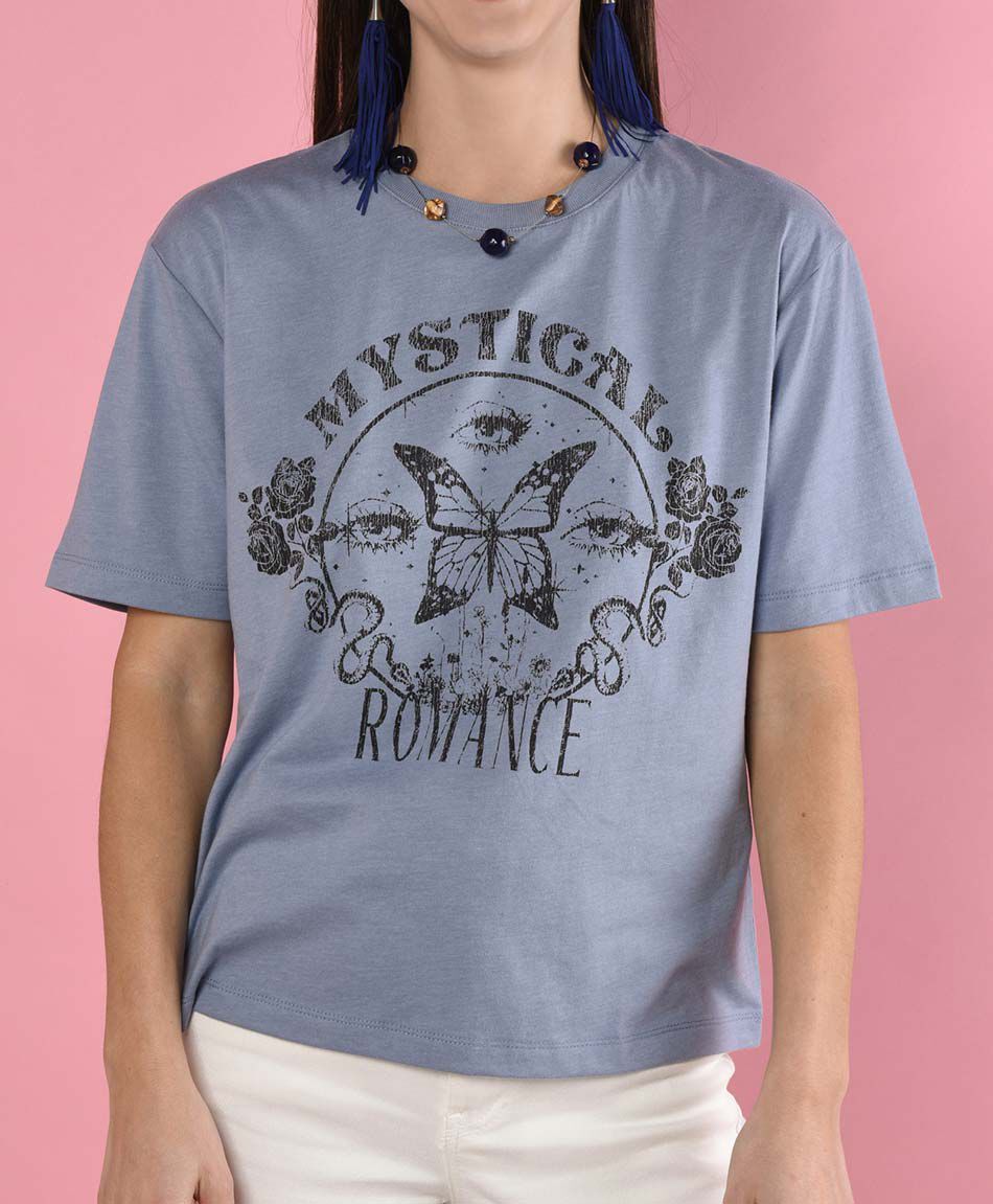 Polera oversize manga corta cuello redondo