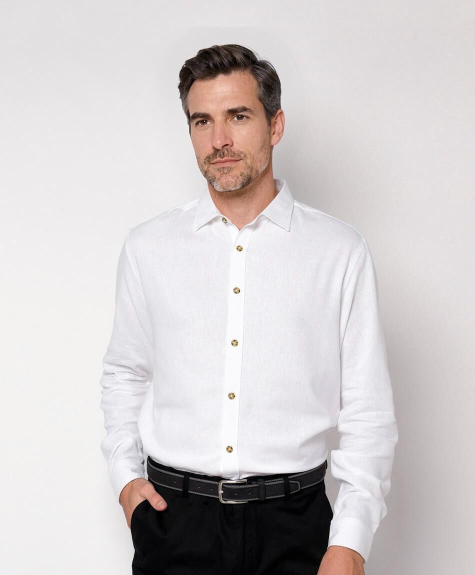 Camisa hombre lino blanca