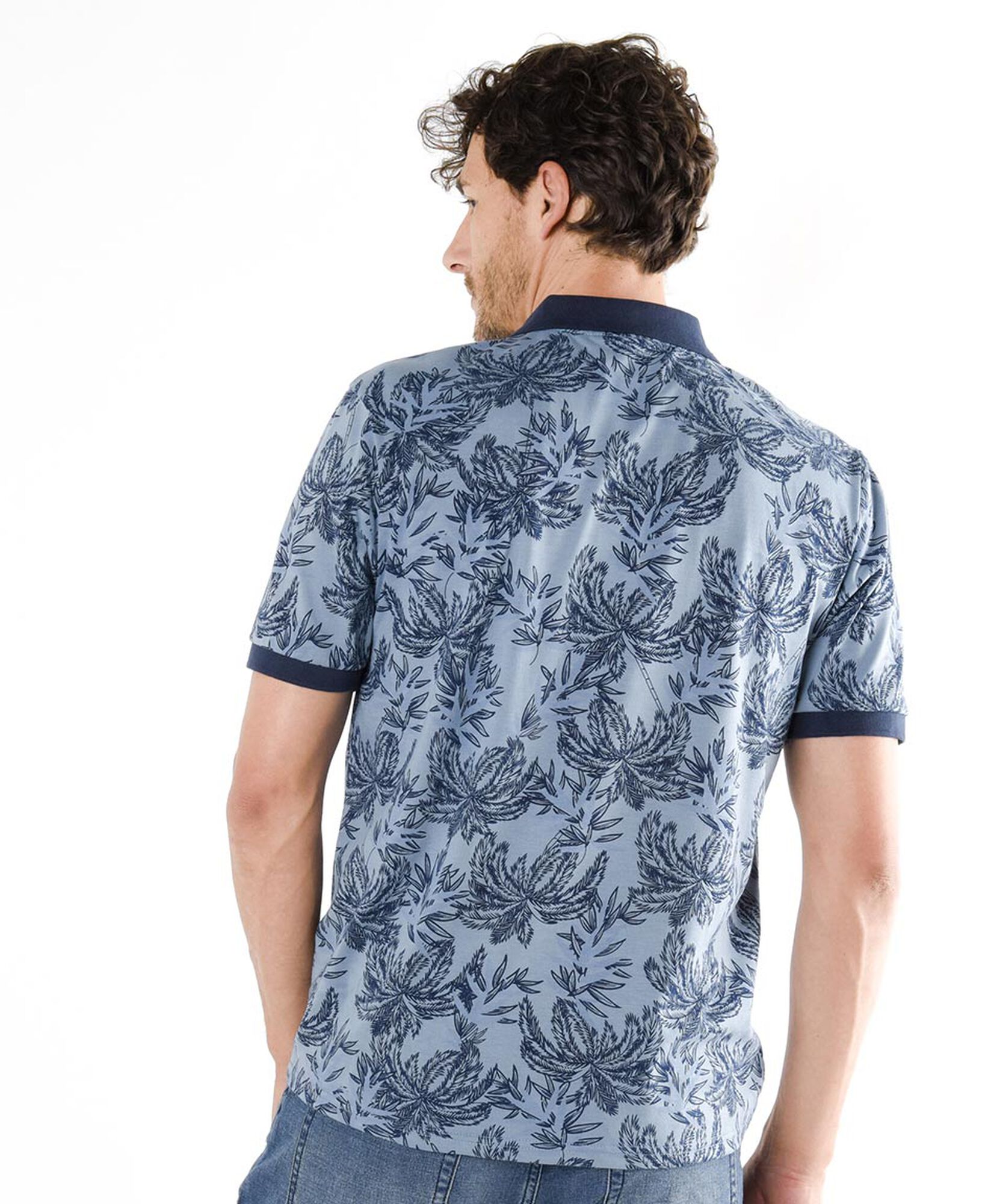 Polera hombre palmeras cuello piqué Polera hombre palmeras cuello piqué