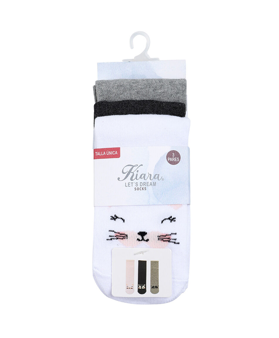 Pack 3 calcetines mujer animals face