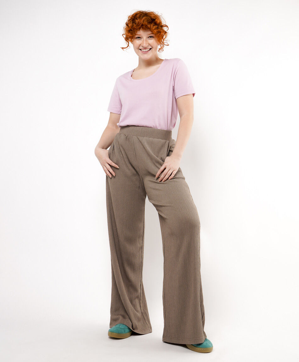Pantal&oacute;n mujer textura wide leg