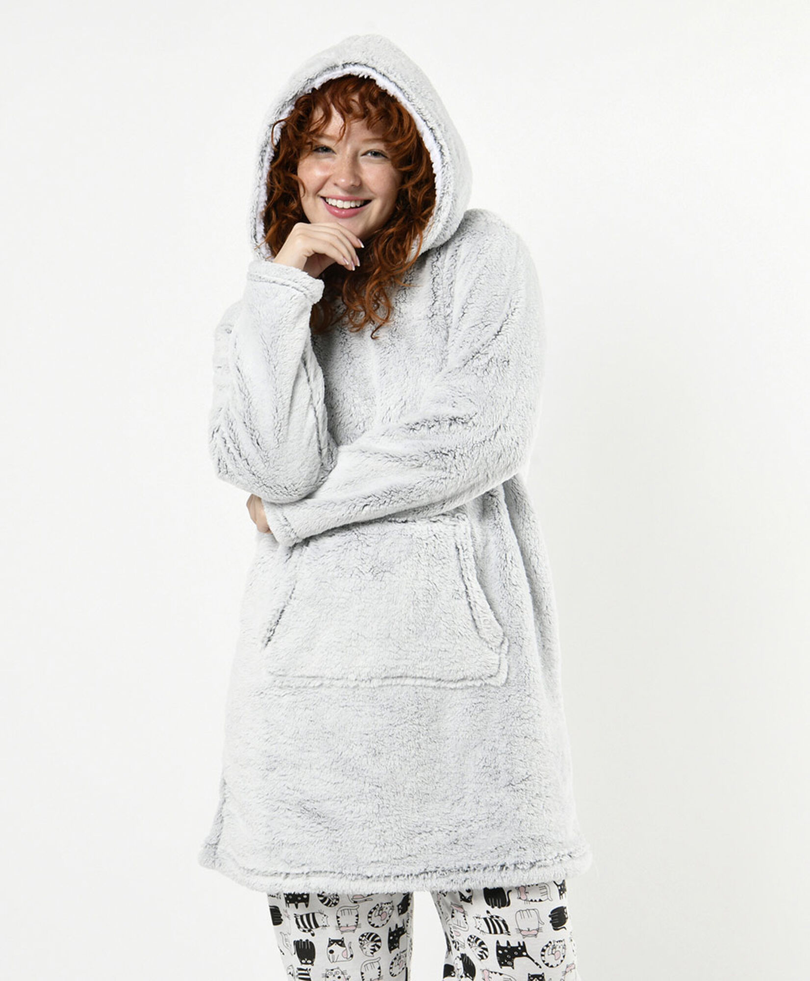 Polerón manta mujer gris pelitos Polerón manta mujer gris pelitos