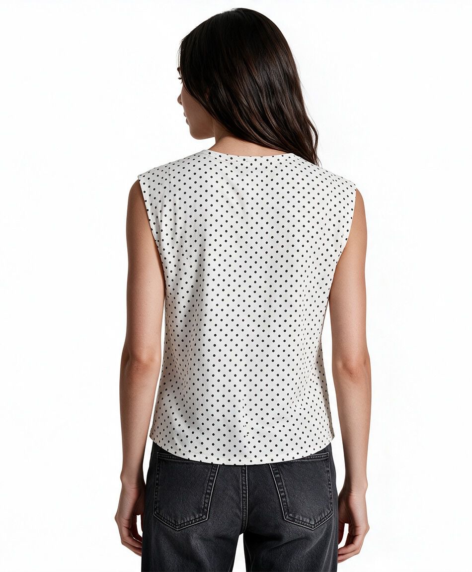 Polera mujer lunares bicolor