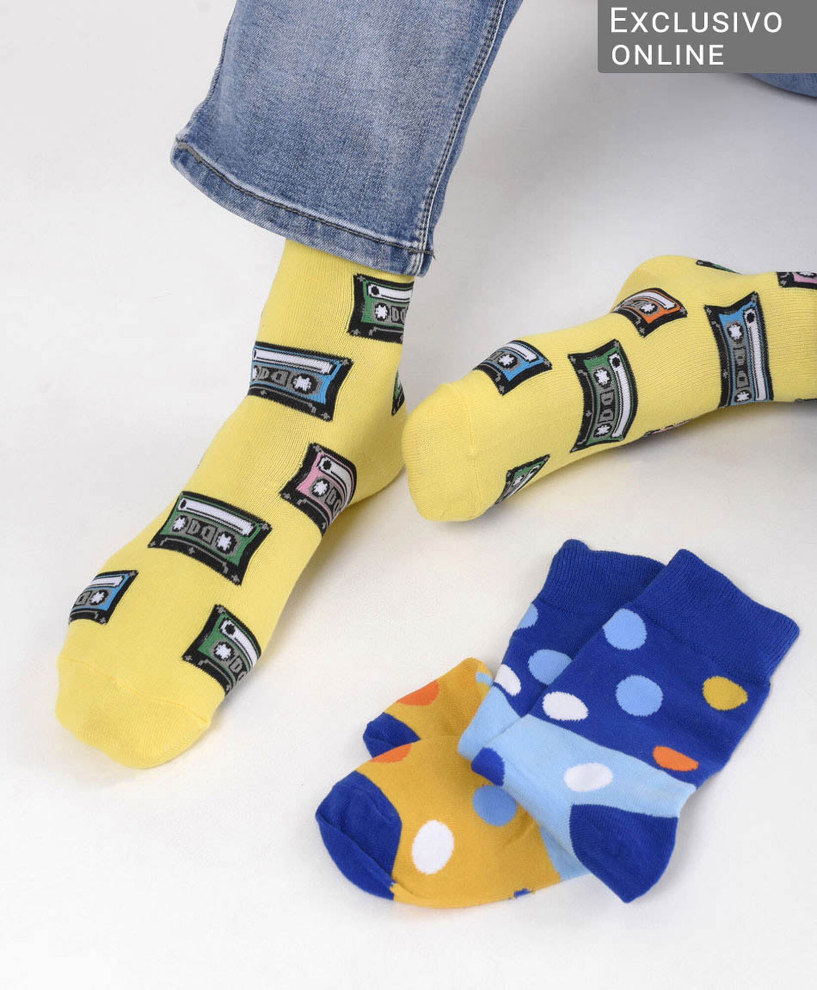 Pack 2 calcetines hombre casette y puntos Pack 2 calcetines hombre casette y puntos