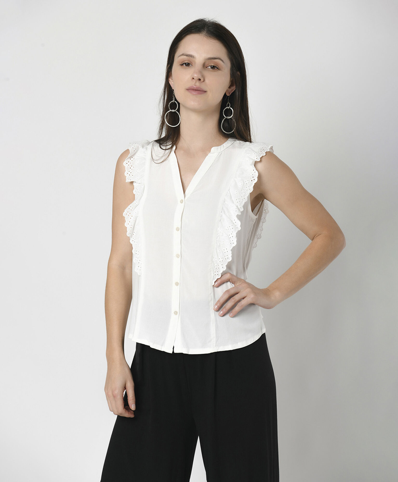 Blusa mujer vuelos broderie Blusa mujer vuelos broderie