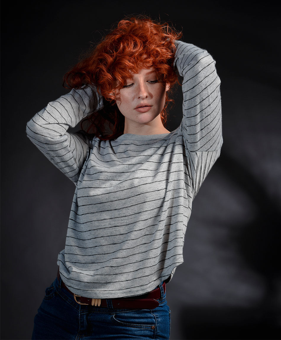 Polera mujer l&iacute;neas melange