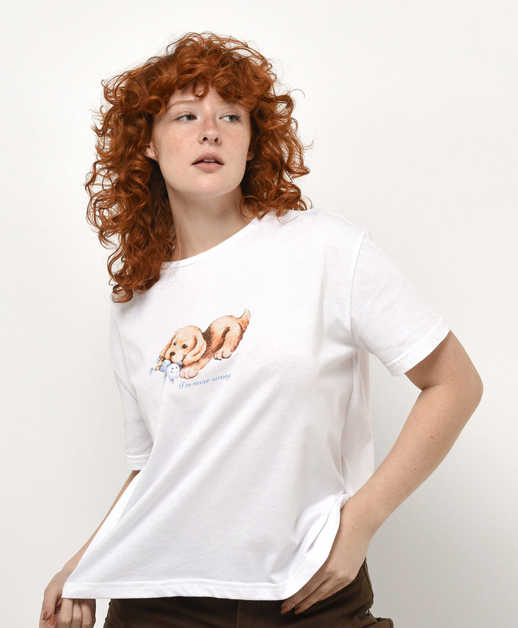 Polera mujer estampado perrito Polera mujer estampado perrito