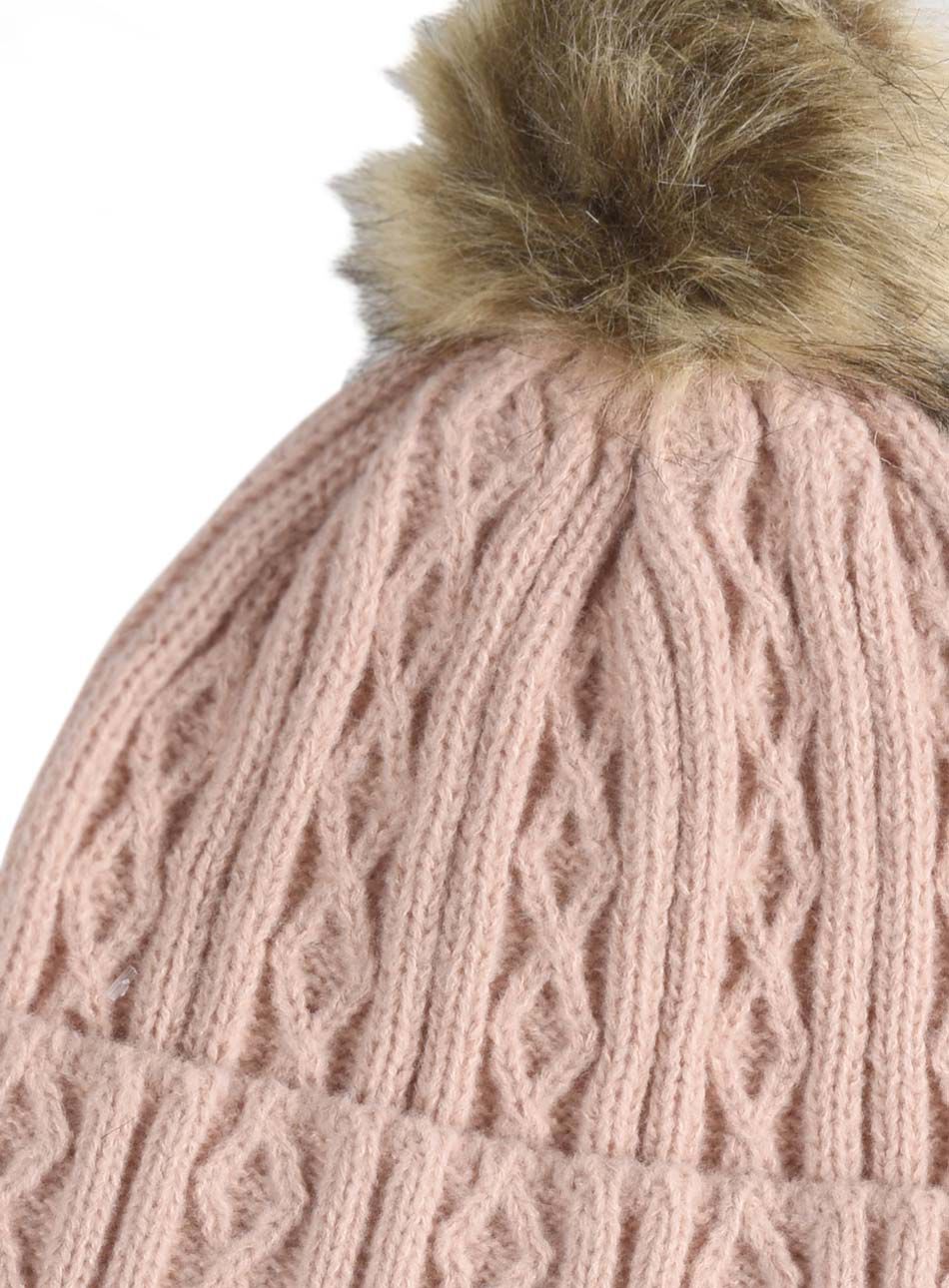 Set mujer gorro + bufanda rosado