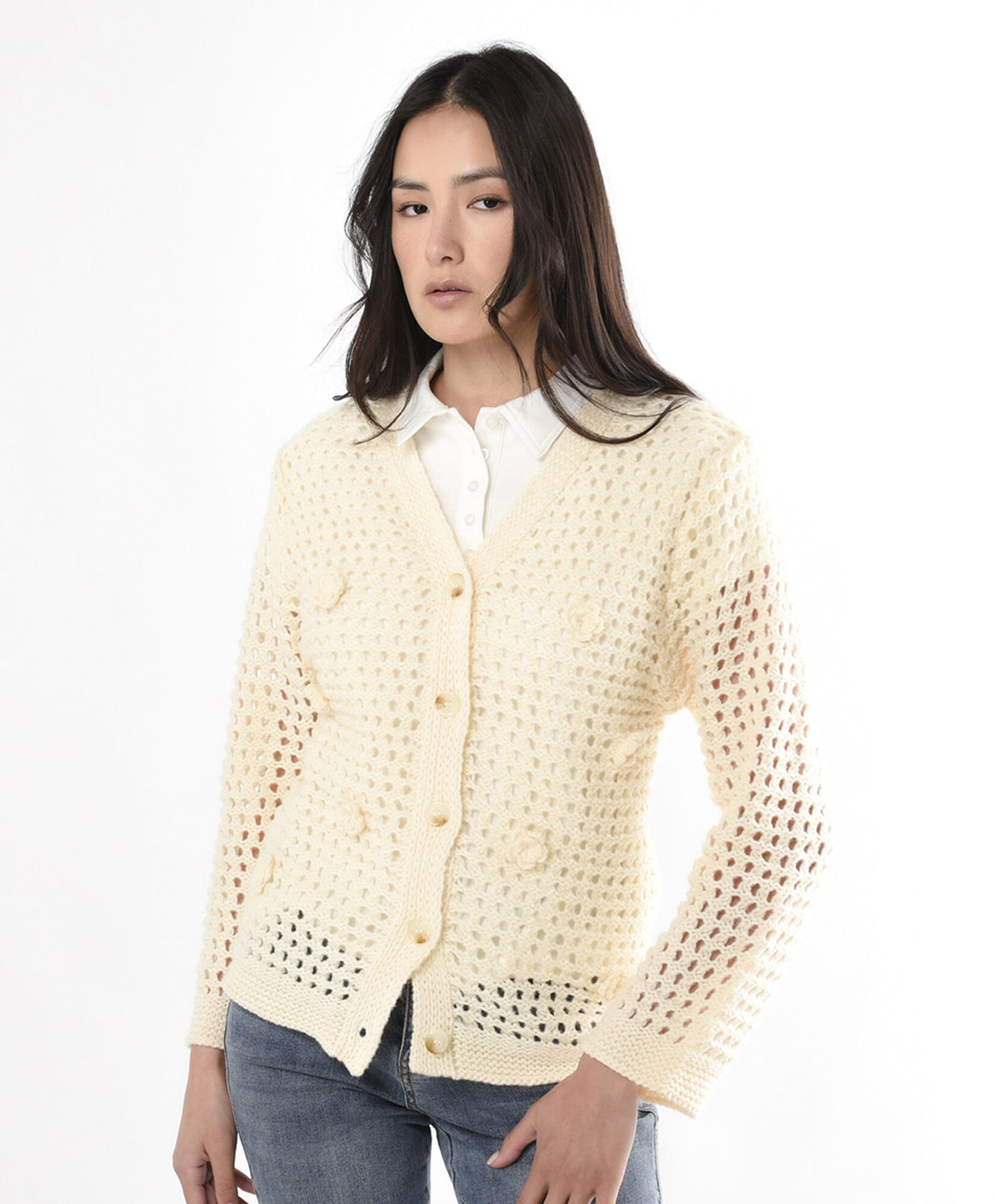 Tejido mujer cardigan flores Tejido mujer cardigan flores