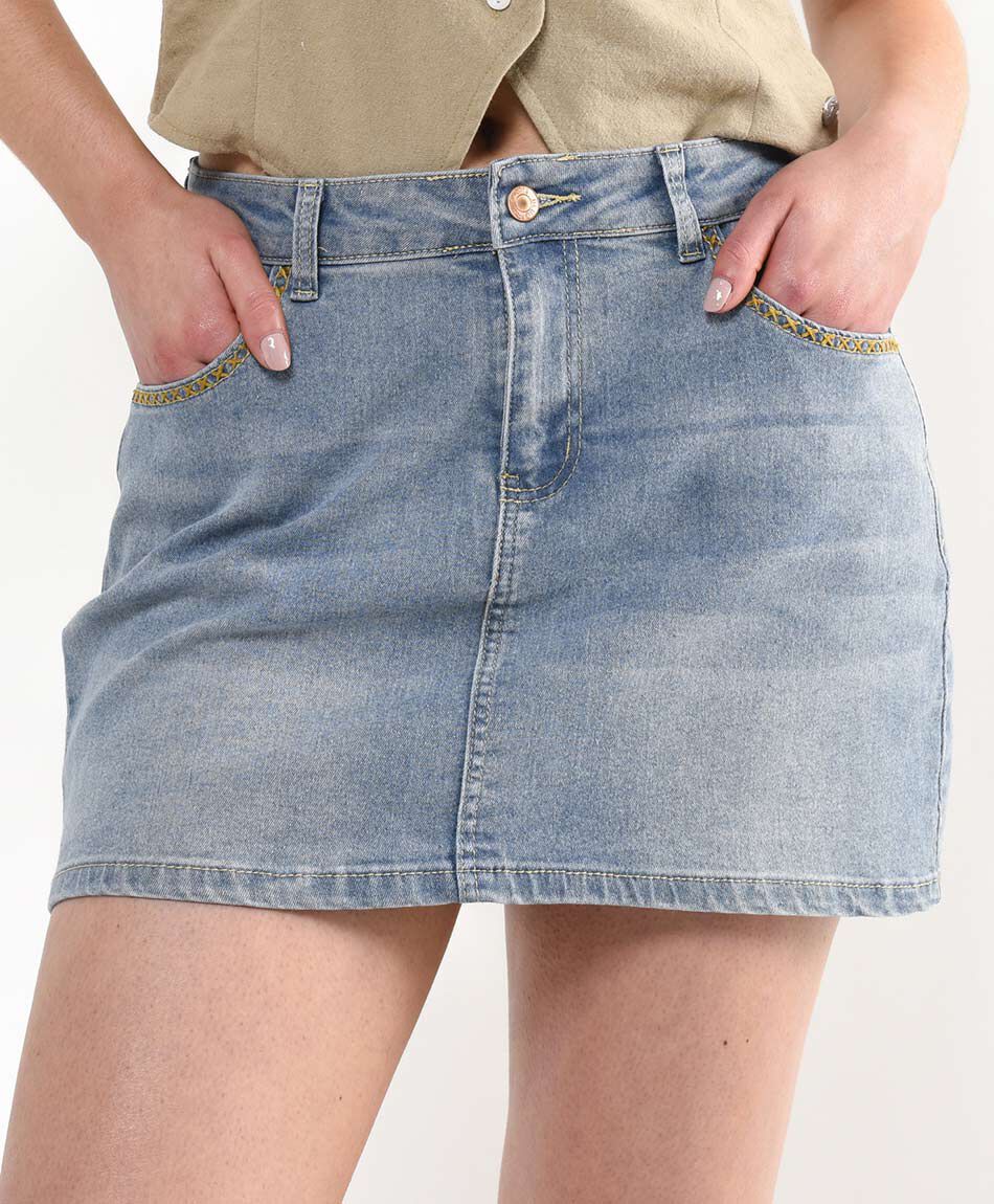 Mini falda mujer detalle bordado