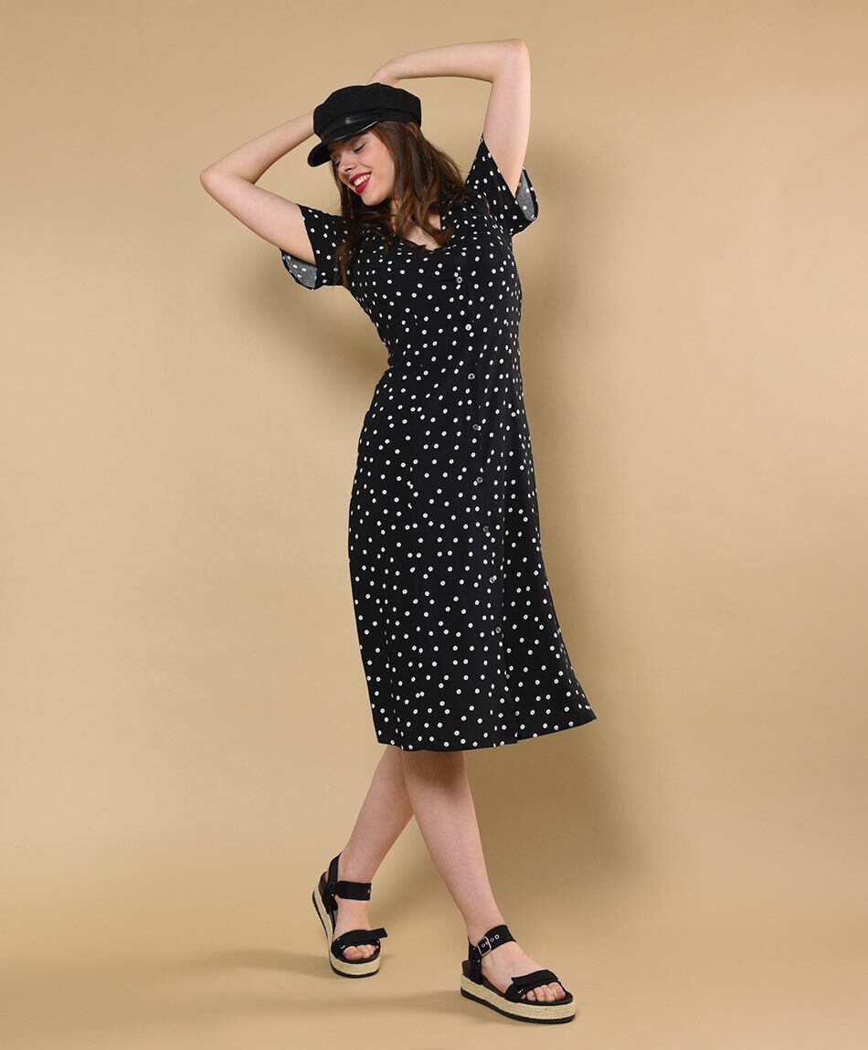Vestido midi manga corta