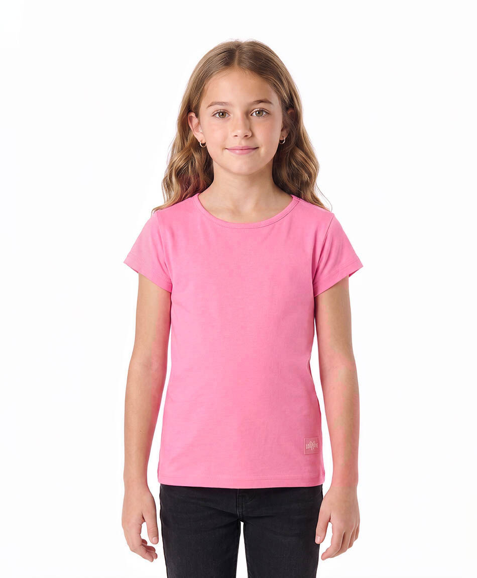 Polera ni&ntilde;a b&aacute;sica rosada
