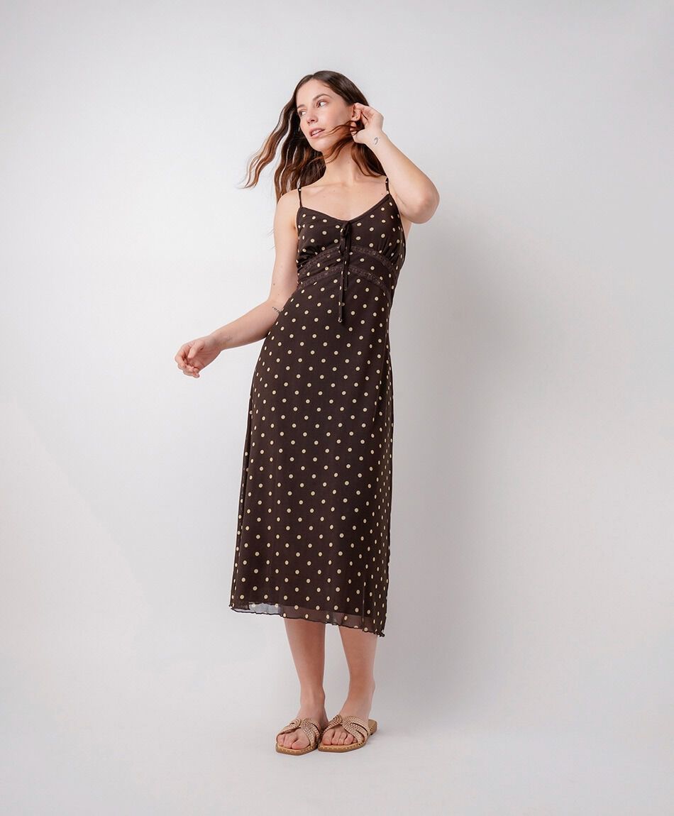 Vestido mujer puntos chocolate