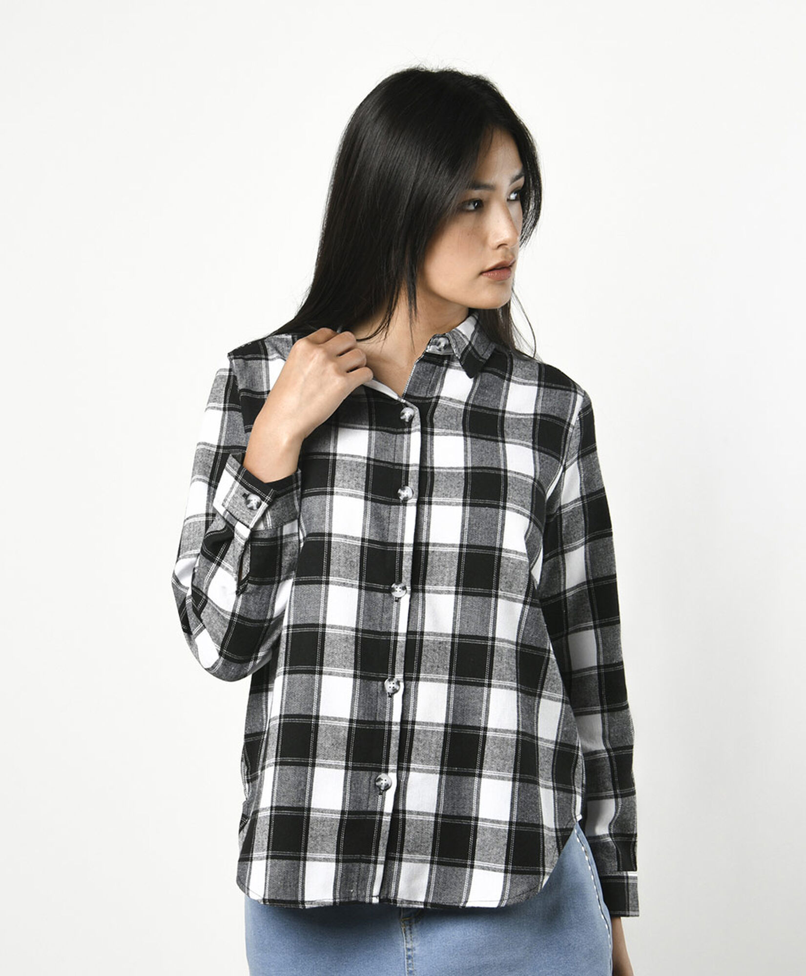 Blusa mujer escocesa bicolor Blusa mujer escocesa bicolor