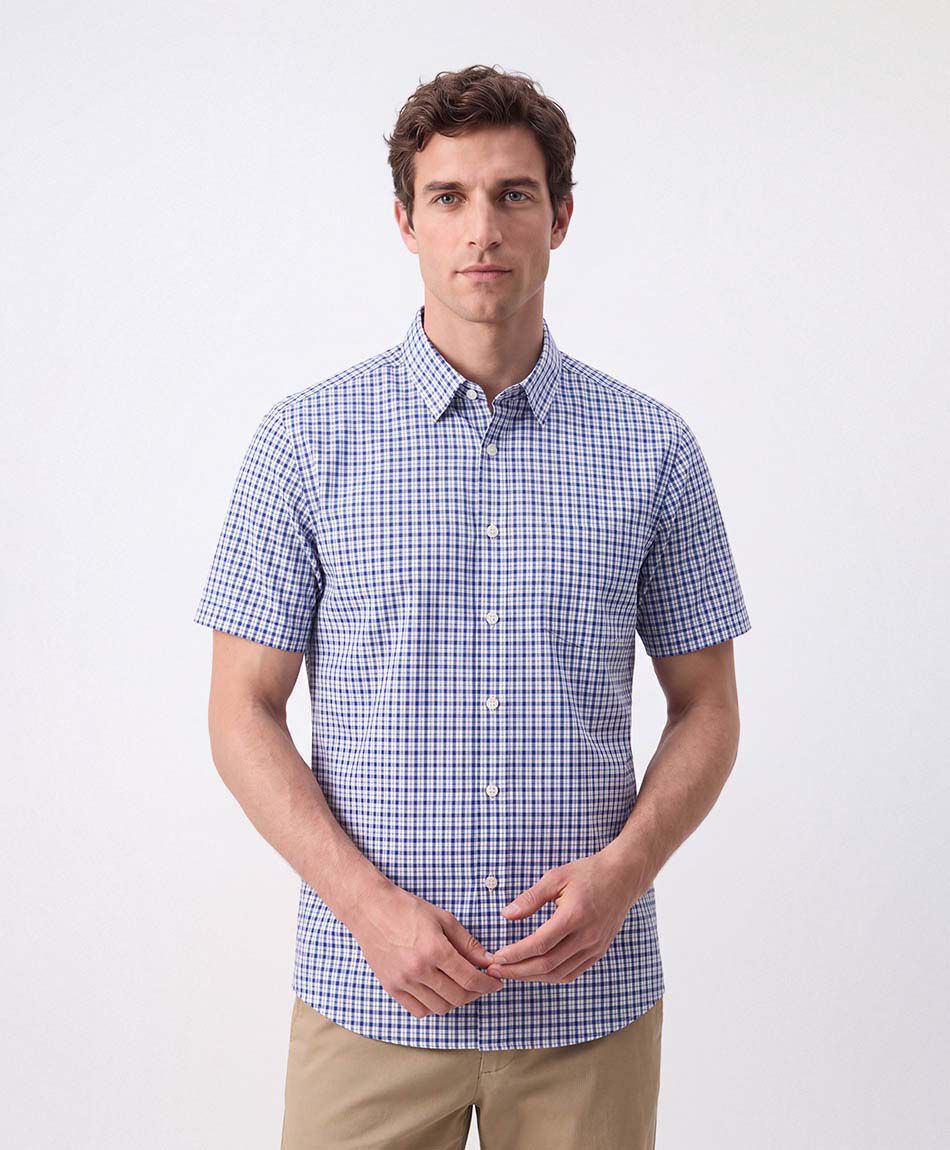 Camisa hombre cuadrille azul negro