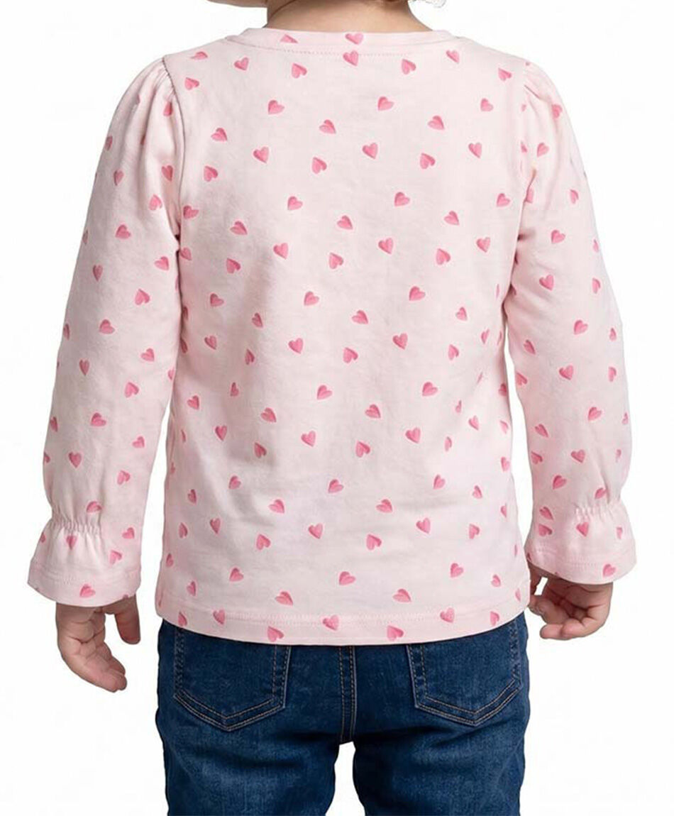 Polera beb&eacute; manga larga corazones