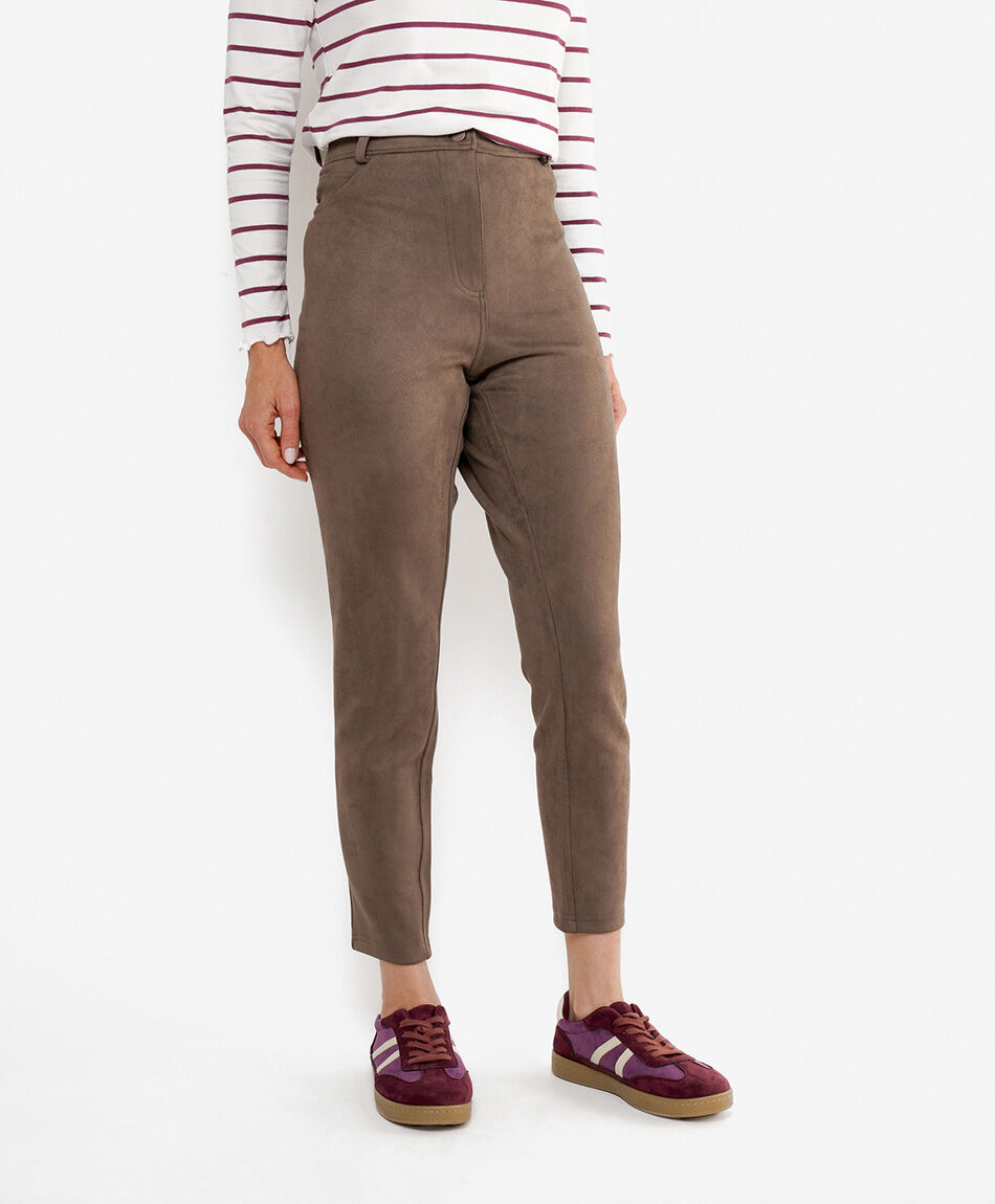 Pantal&oacute;n mujer suede caf&eacute;