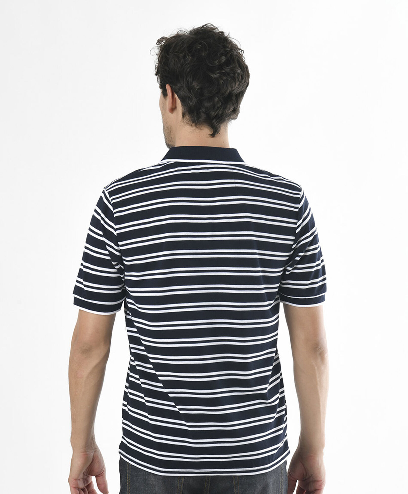 Polera hombre líneas bicolor cuello piqué Polera hombre líneas bicolor cuello piqué