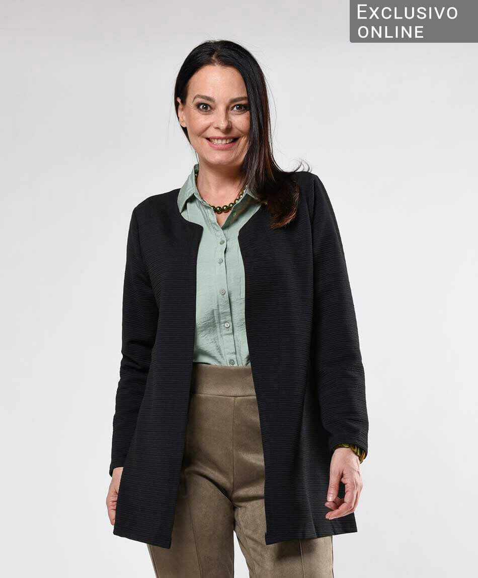 Cardigan mujer abierto canal&eacute; horizontal