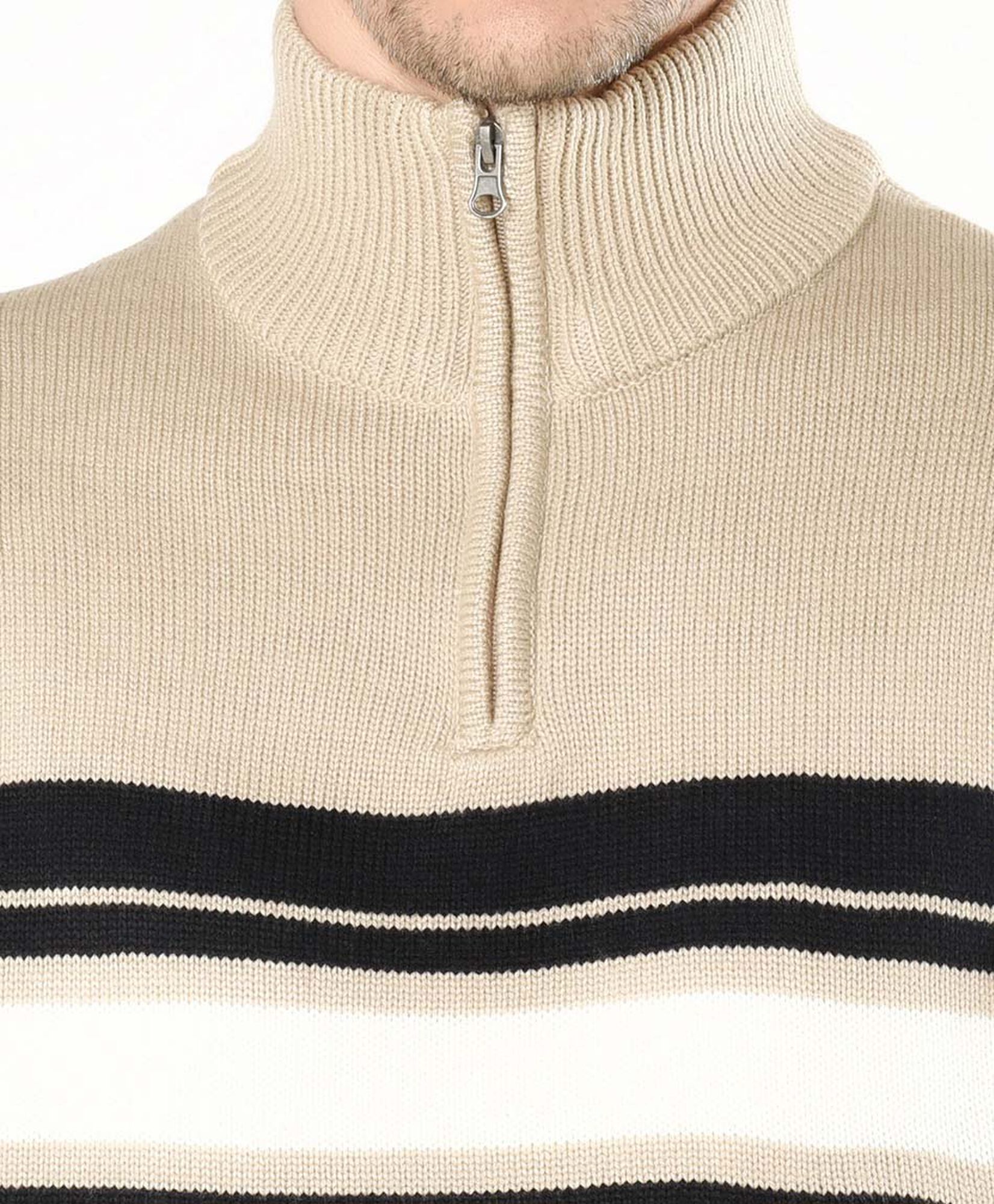 Sweater hombre líneas tricolor beige Sweater hombre líneas tricolor beige