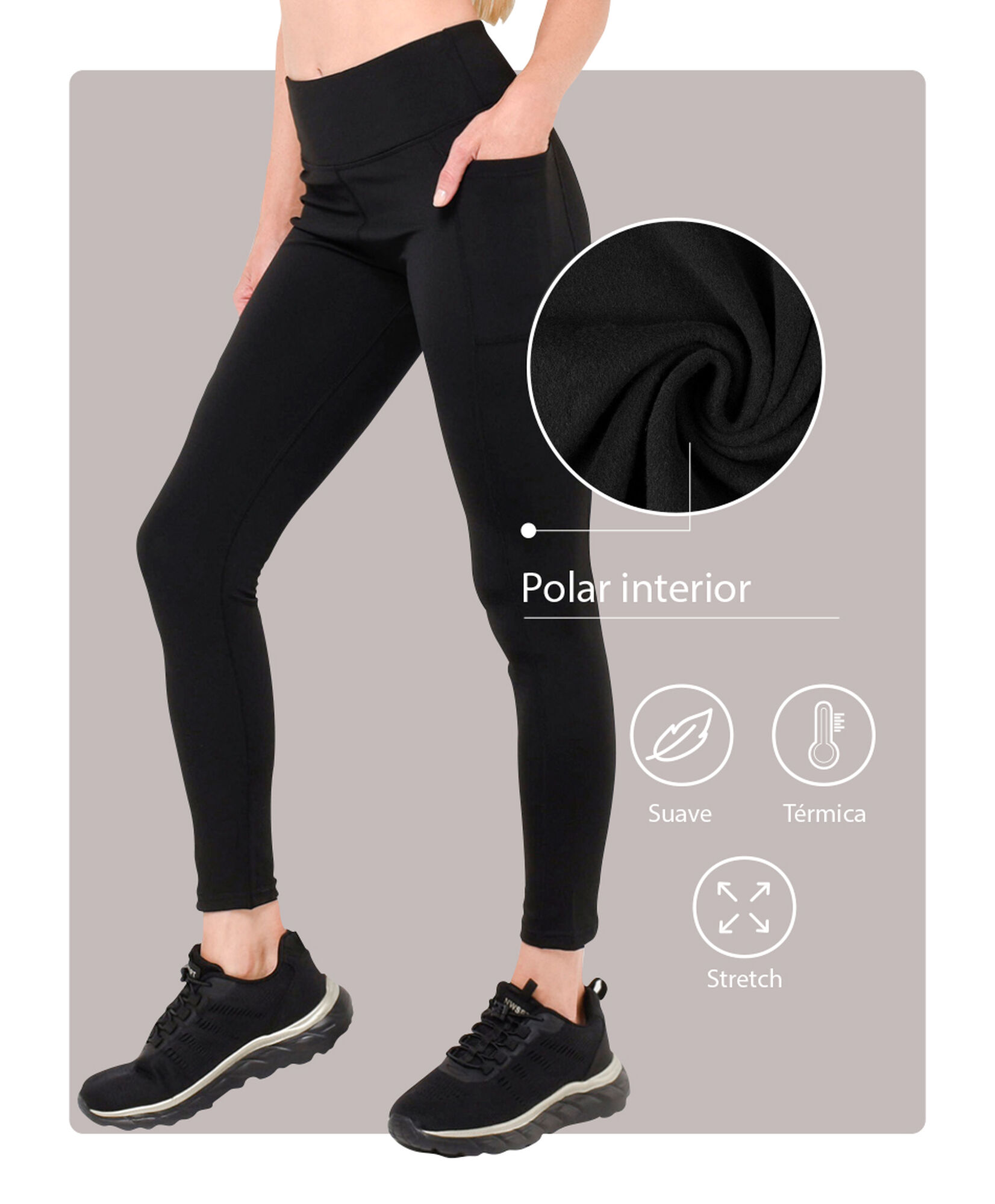 Calza deportiva mujer térmica lisa Calza deportiva mujer térmica lisa