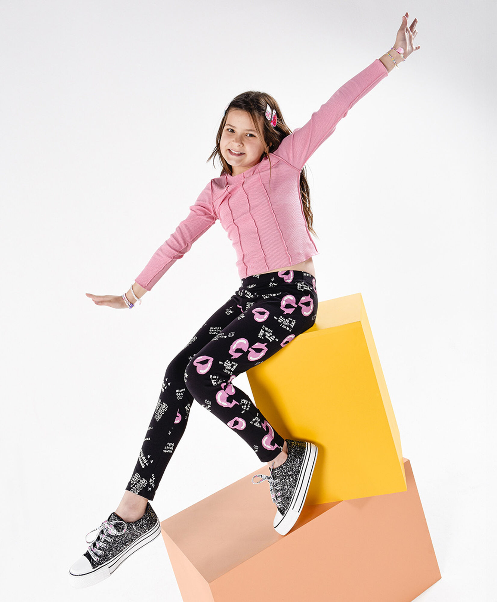 Pack 2 leggins niñas texto y rosado Pack 2 leggins niñas texto y rosado