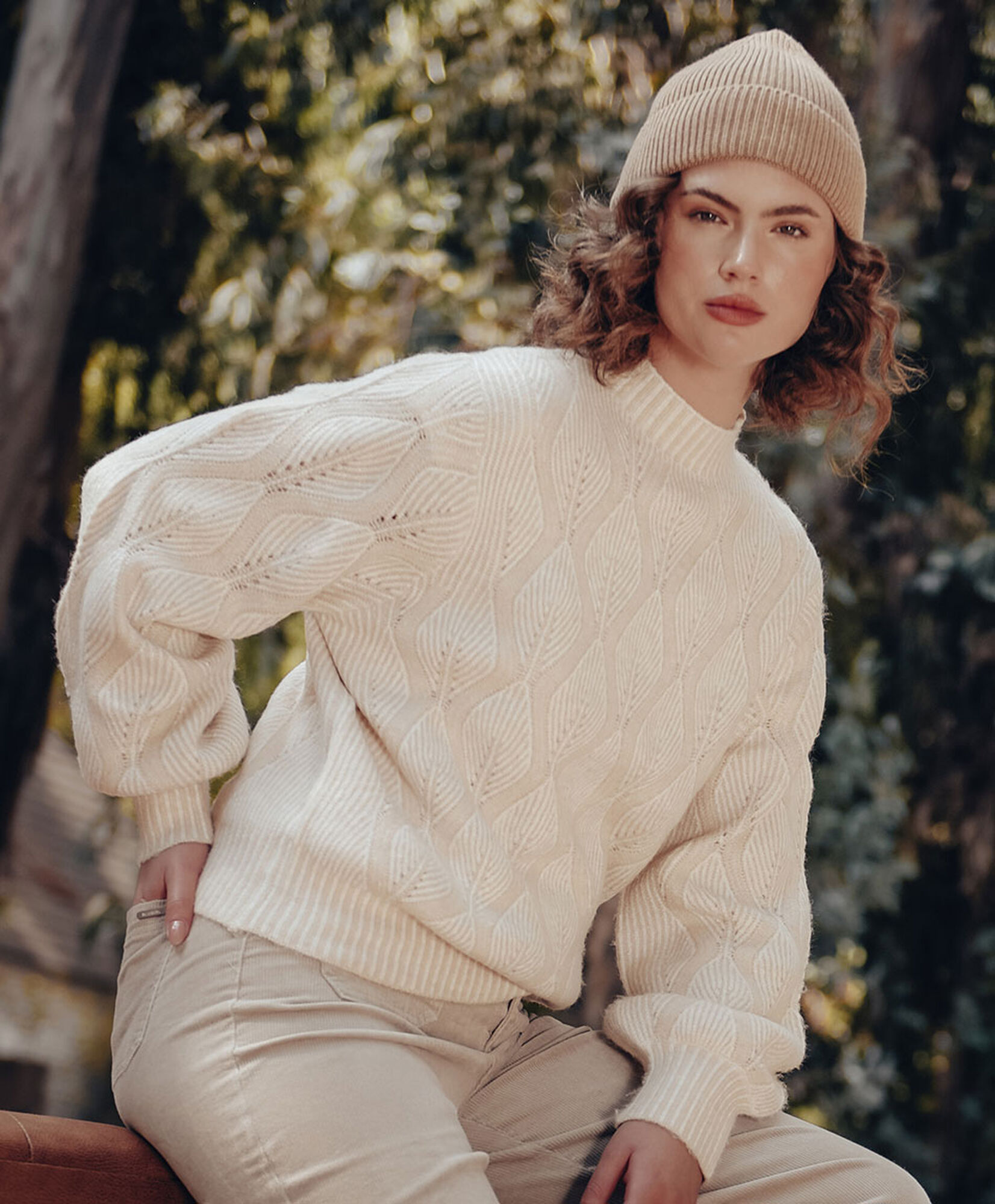 Sweater mujer jacquard hojas Sweater mujer jacquard hojas