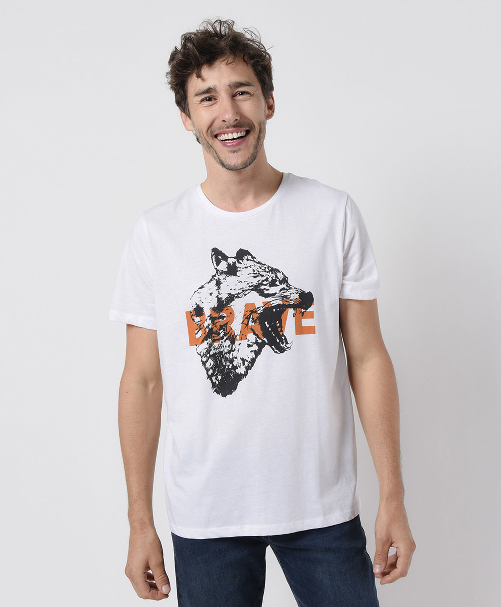 Polera hombre estampado zorro Polera hombre estampado zorro