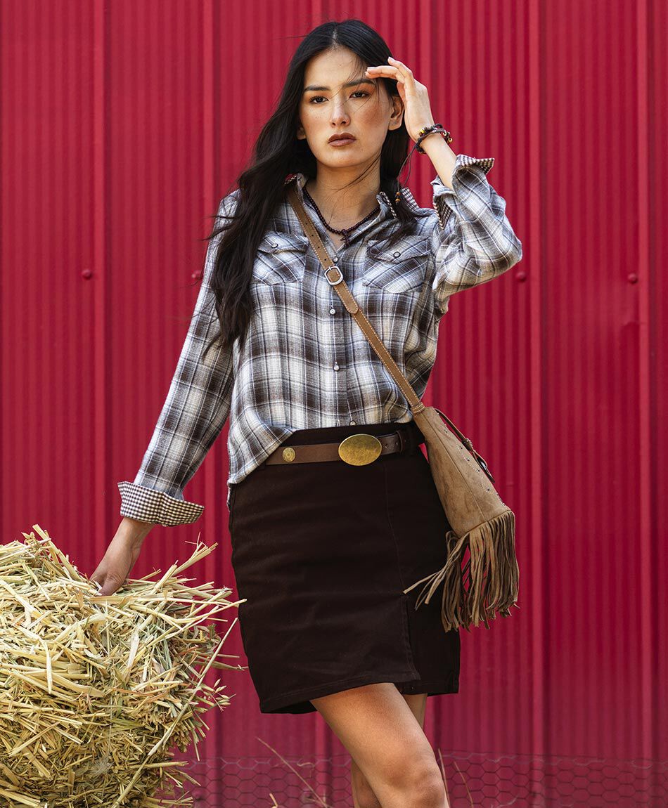 Mini falda mujer denim chocolate