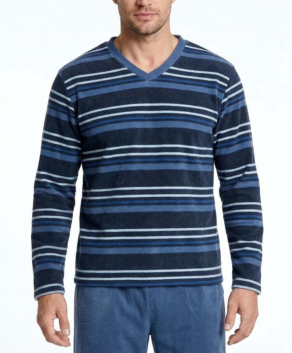 Pijama hombre polar l&iacute;neas navy