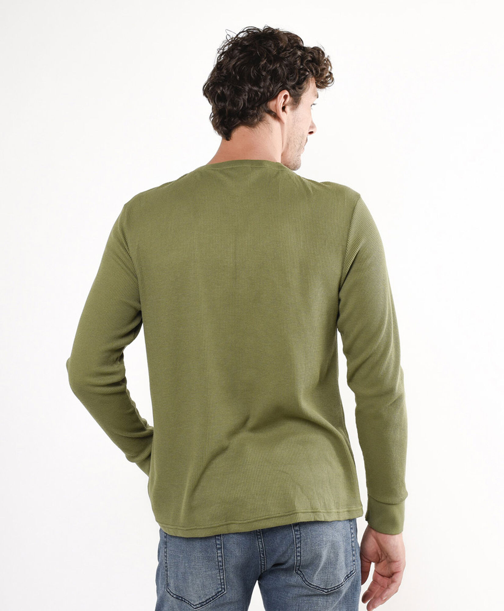 Polera hombre botones verde Polera hombre botones verde