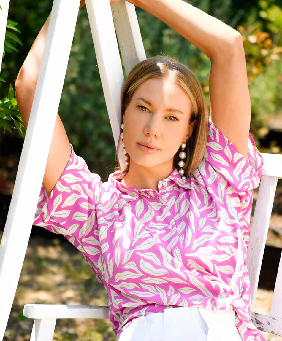 Blusa mujer hojas y nudo