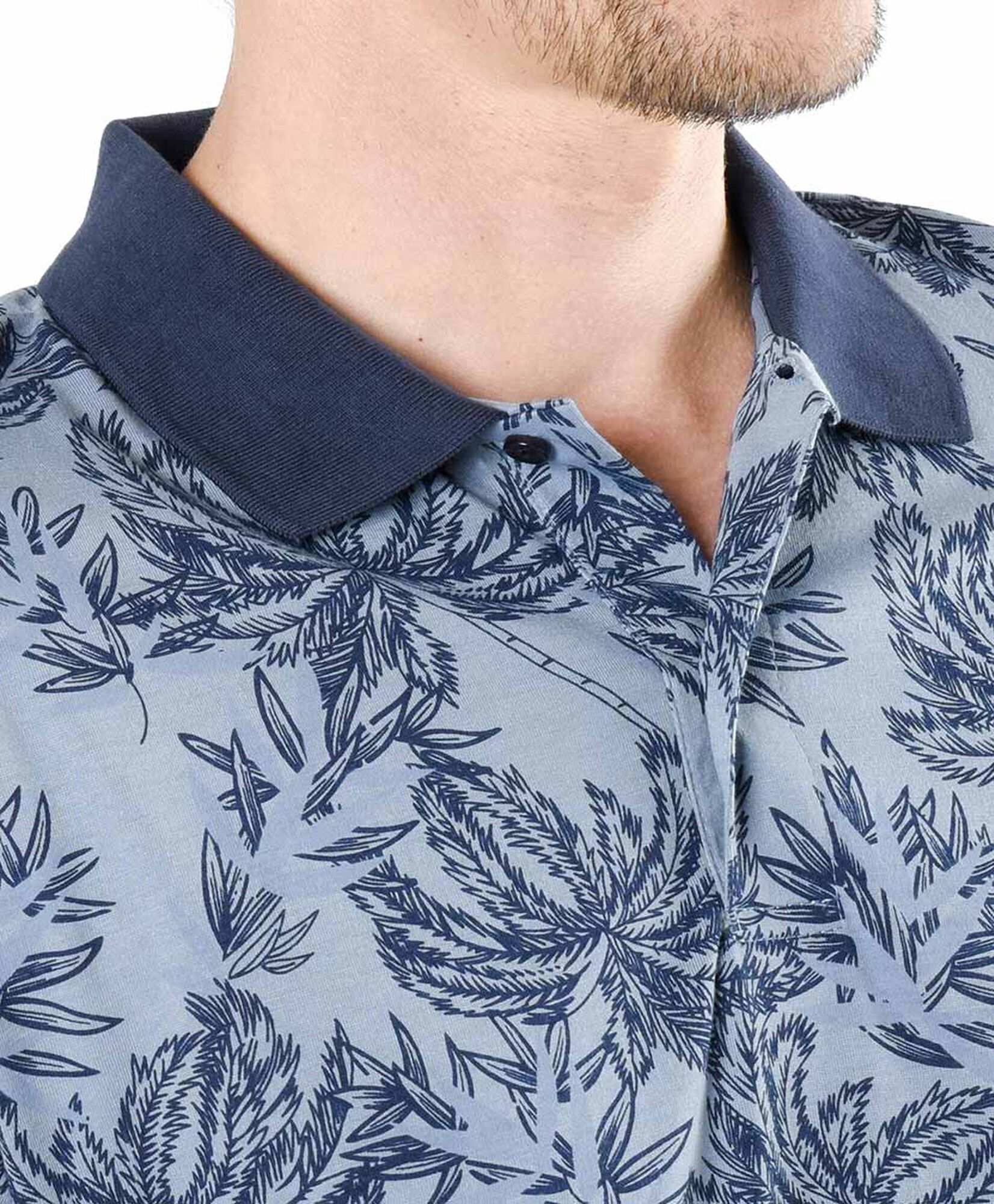 Polera hombre palmeras cuello piqué Polera hombre palmeras cuello piqué
