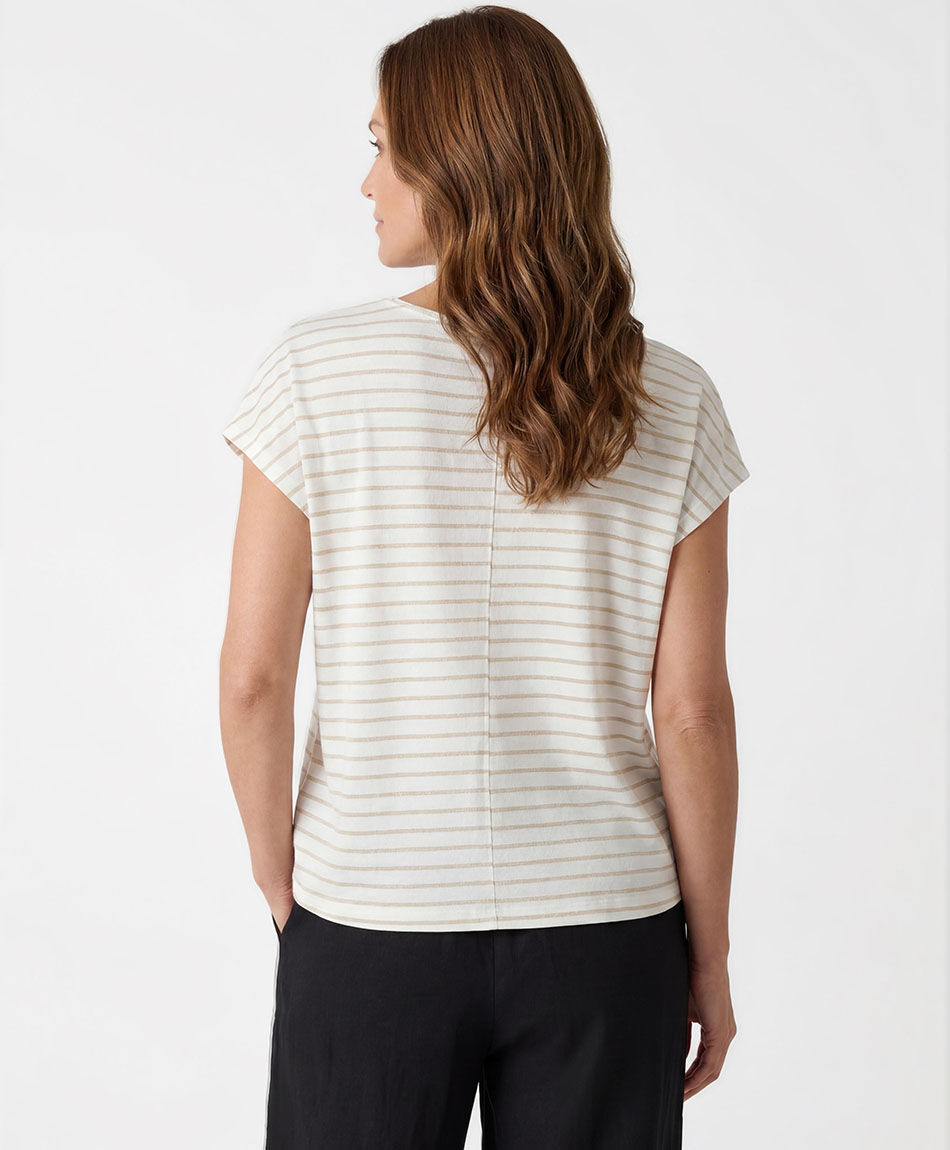 Polera mujer rayas doradas