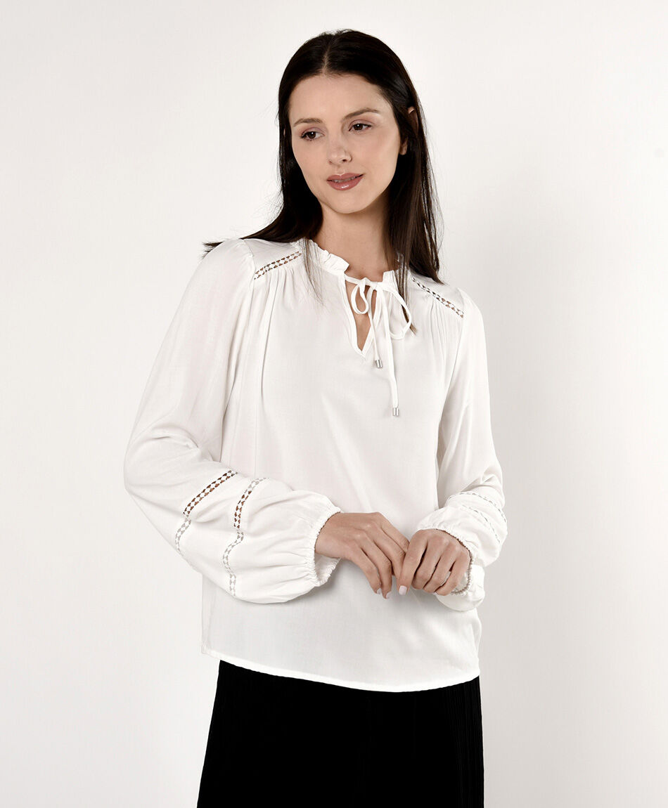 Blusa mujer lazo encaje