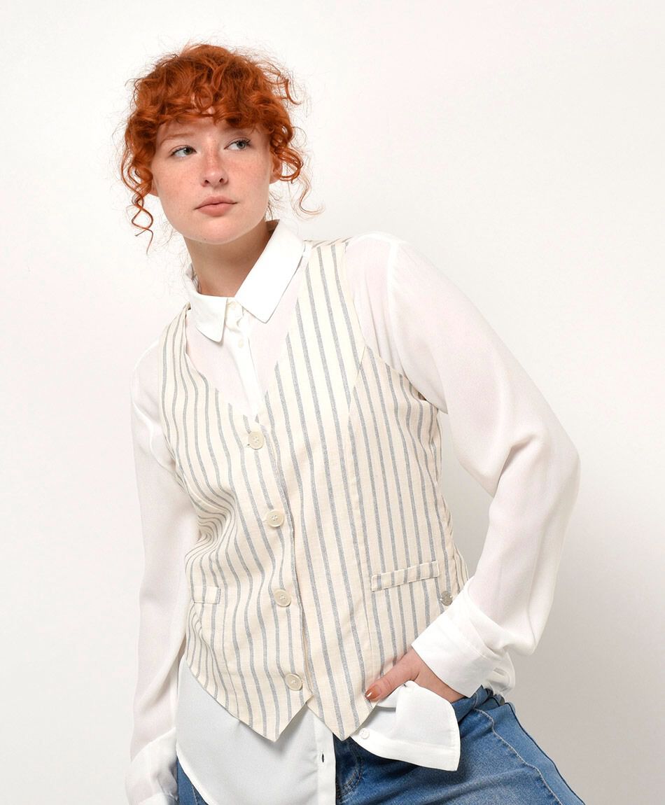 Vest mujer l&iacute;neas lino